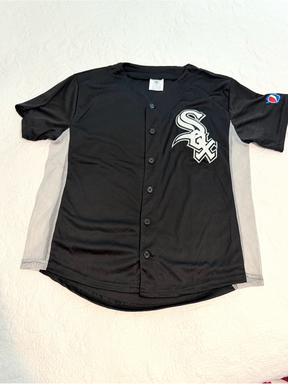 Chicago White Sox Jersey Kids Youth Boys XL Black Mesh Sides Pepsi On Sleeve